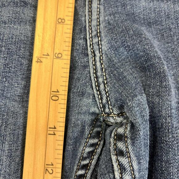 Vigoss Jeans Women 24 Crop Medium Wash Stretch Denim Raw Hem Embroidered Pockets - Picture 9 of 9